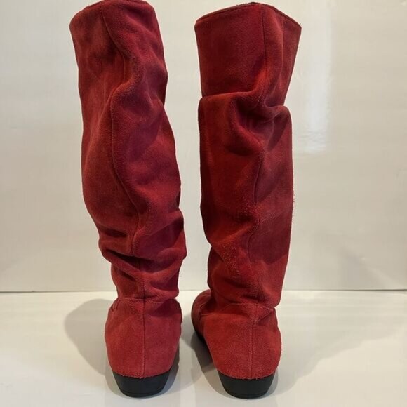 MARTINO Red Suede Slouchy Boots Size 9 - Picture 6 of 13